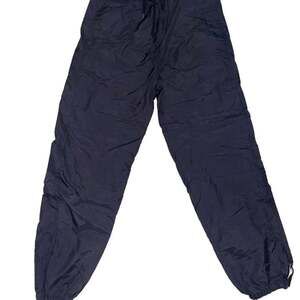 Vintage 90s Unisex Black Windbreaker Track Pants with Drawstring Waist Zip Legs